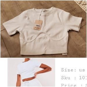 petite white rib corset bust detail crop top